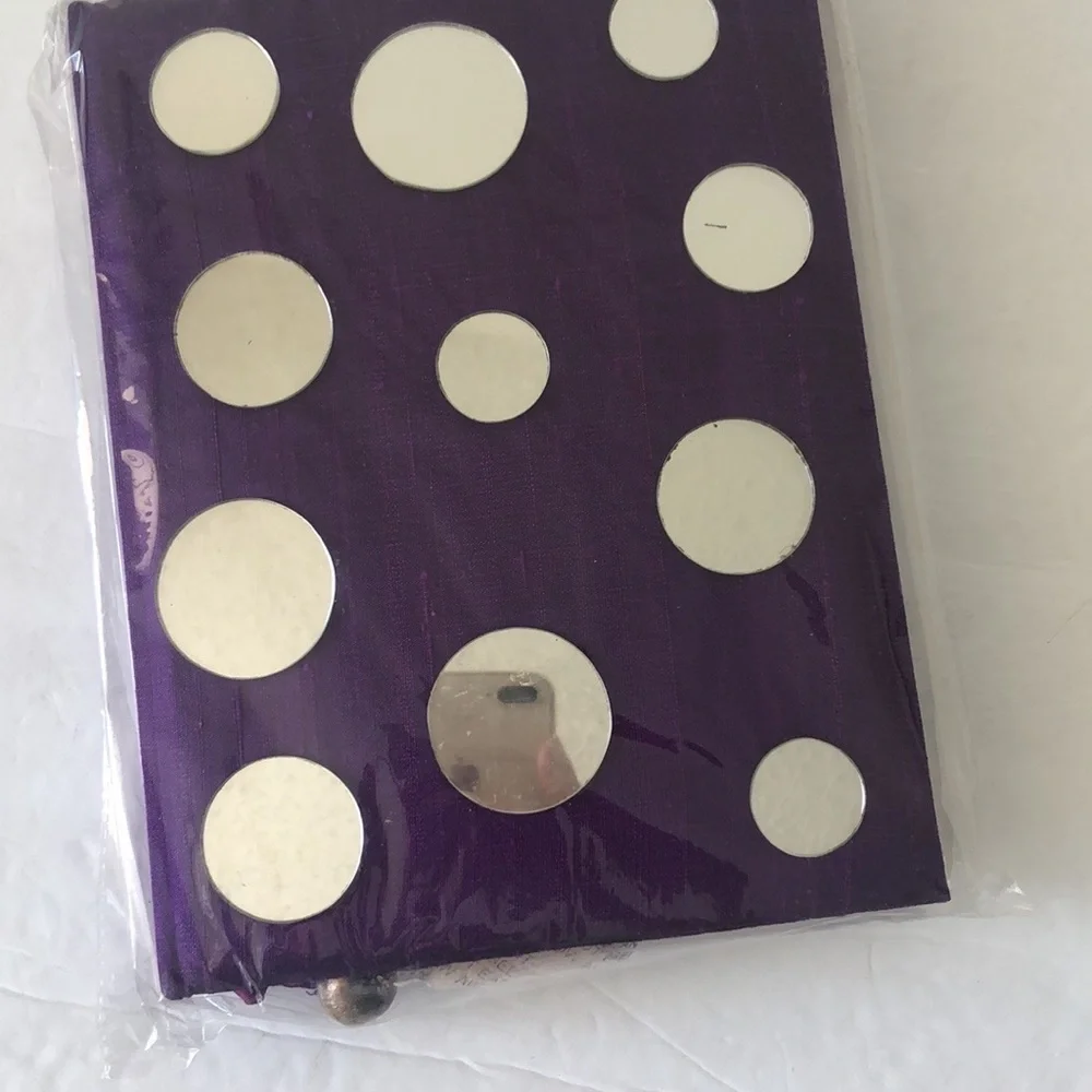 Unique Paperchase Vtg Purple Silk Blank Notebook W Round Mirrors Handmade